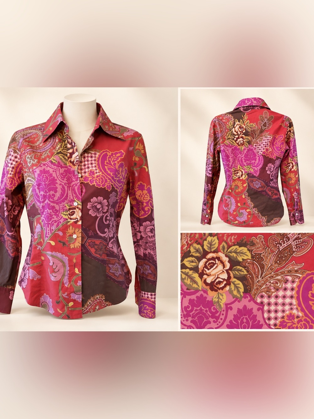 ETRO Floral Paisley Cotton Button-Down Blouse | Made in Italy